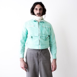 Chaqueta corta de trabajo turquesa de los años 80. Chaqueta utilitaria ligera.