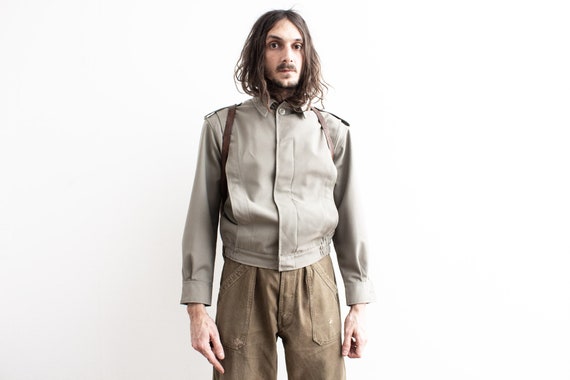 Deadstock Work Jacket 80s . Retro Chore Jacket Military . Faded Utility Jacket