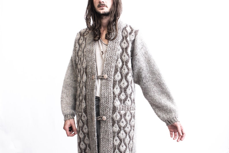 MOHAIR 1970s Long Sweater Cardigan Boho Hippie_____ image 8