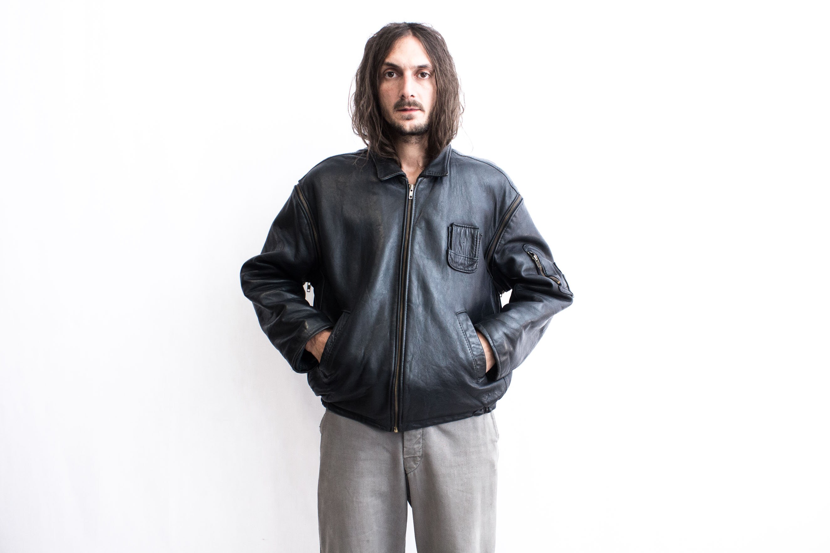 【一部予約販売】 Air . 1980s Jacket Pilot French Force Flight Bomber Leather ジャケット・アウター