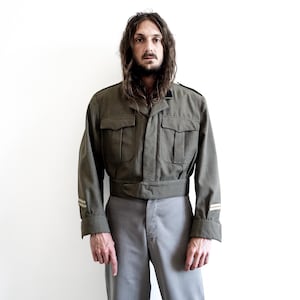 1967 Belgian Army Battledress Wool . Cropped Military Field Jacket A.B.L .