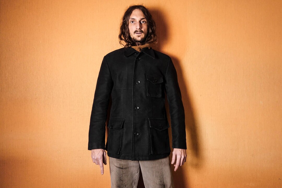 新発売 新商品 Moleskin German 1960s Work Utility Workwear . Black Jacket ジャケット・アウター
