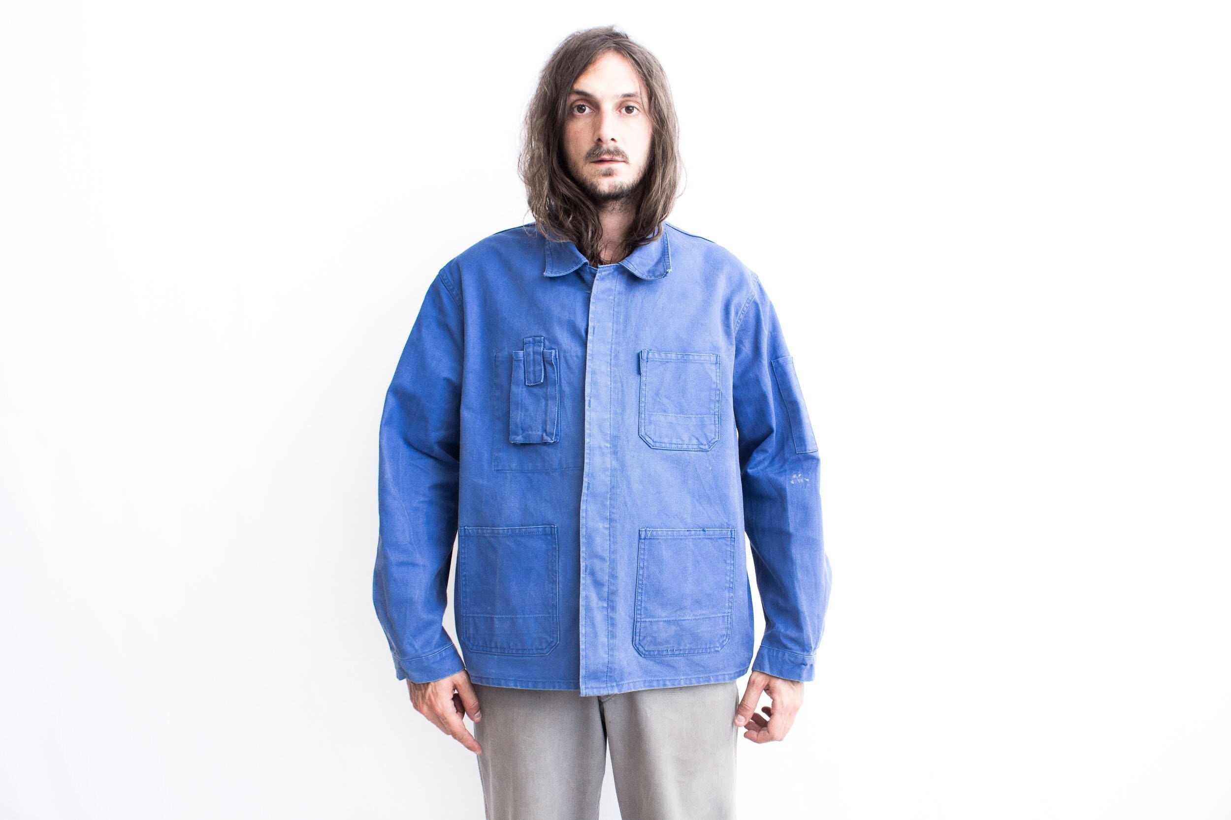 French Work Jacket 1980s. French Chore Jacket . Utility