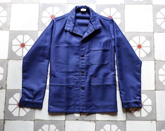 70's] French Vintage Blue Moleskin Work Jacket Size.40 