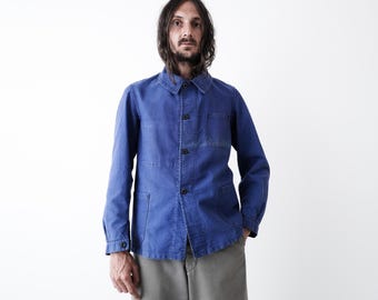 60〜70’s French Work Jacket 1970s French Work Jacket Deep Blue . Workwear Boro Chore Clothing