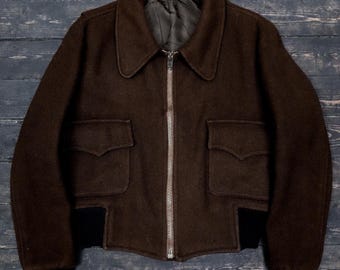 Cyclist Vintage Leather Jacket Coat 1940s German 40s Ruhr Zipper