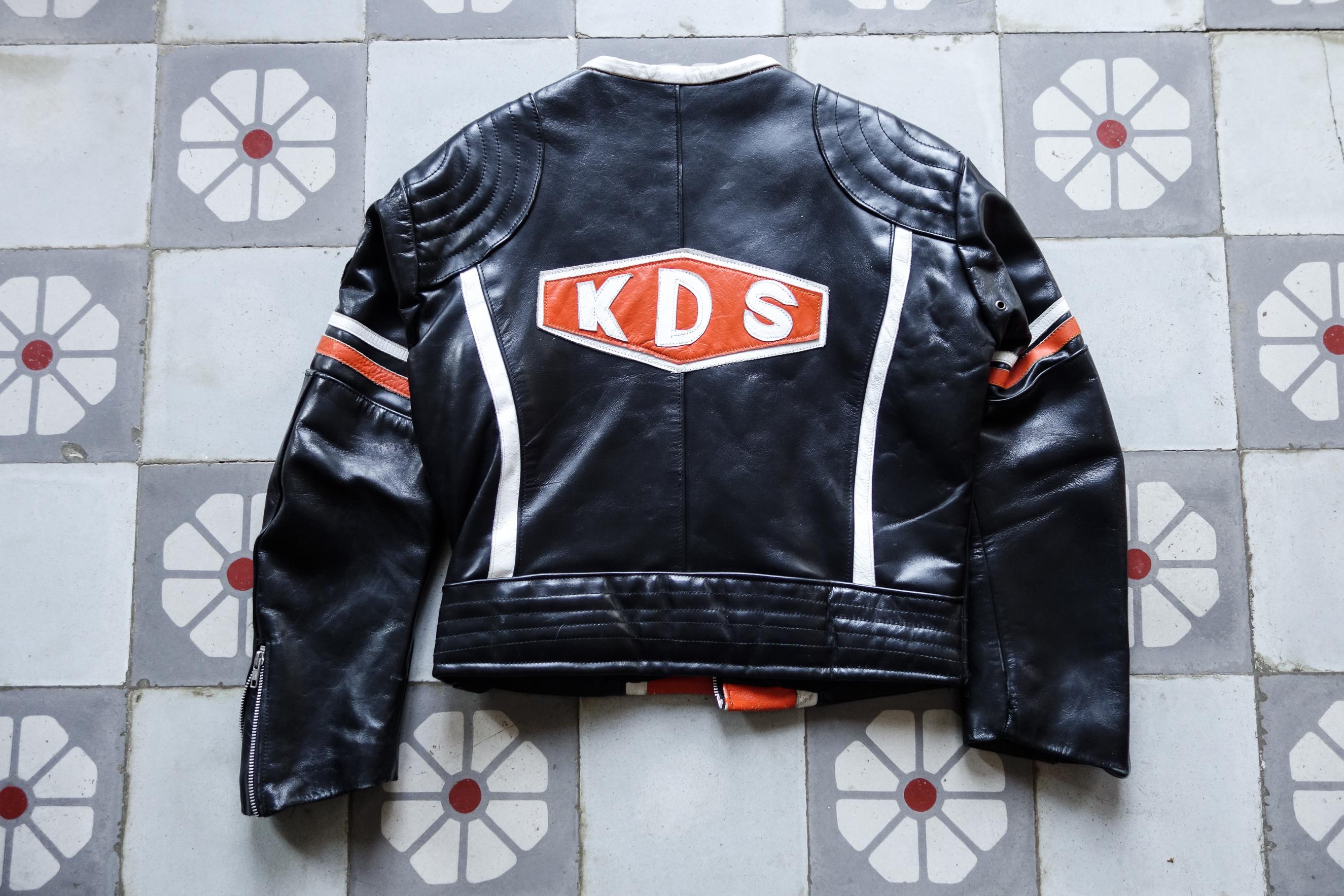 KUDSAK Biker Leather Jacket Two Tone 1980s. Cafe Racer Jacket