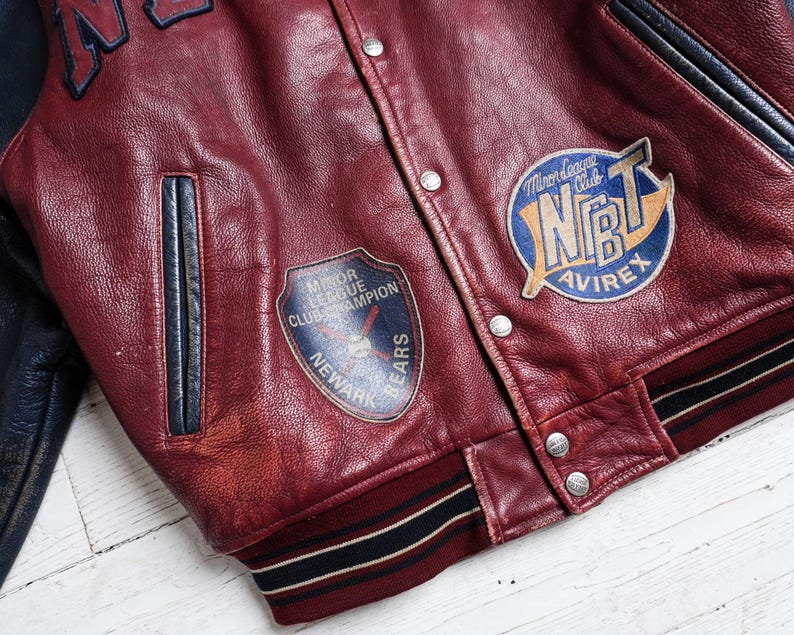 Rare AVIREX Newark Baseball Leather Varsity Jacket 1980s image 10