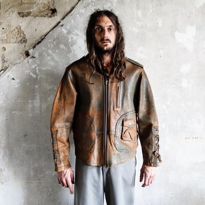 1970s Western Cowboy Biker Jacket. Distressed Avirex Style Rockabilly South West Ranch Leather Jacket image 7