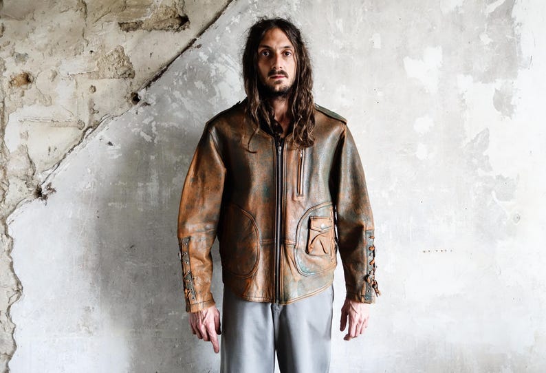 1970s Western Cowboy Biker Jacket. Distressed Avirex Style Rockabilly South West Ranch Leather Jacket image 7