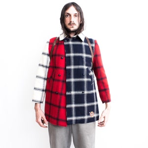 CHIPIE Plaid Coat 1970s . French Vintage Tri Colour.