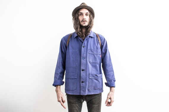 French Work Jacket . 80s Chore Jacket . Utility Wo