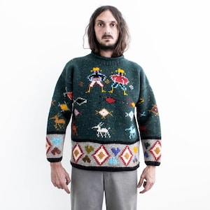 Ethnic Sweater Nepal- Amazing! Complicated Abstract Weave in