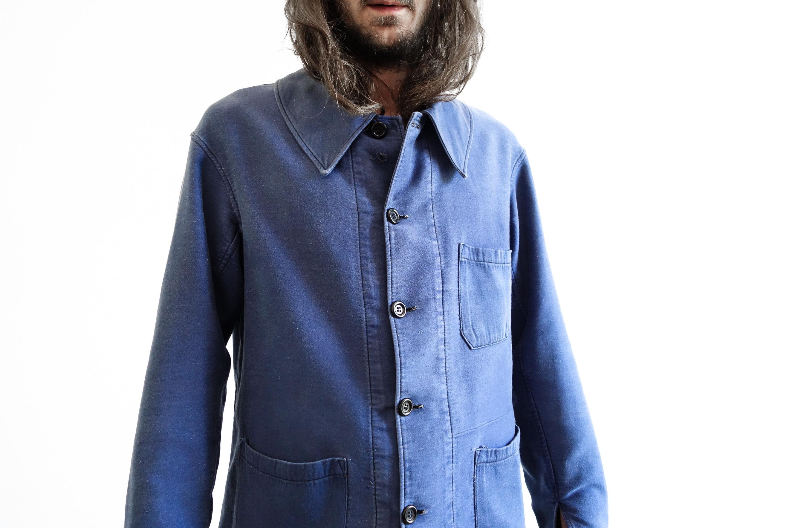 1980S Moleskin Work Jacket . French Work Jacket Faded Utility