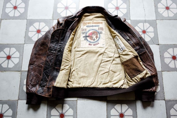 CHARLES CHEVIGNON Pilot Leather Jacket 1980s . Tan Leather CHARLES CHEVIGNON Pilot Leather Jacket 1980s . Tan Leather