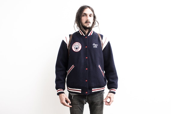 1970s Varsity Jacket . Blue Baseball College Jack… - image 3