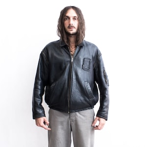 French Pilot Jacket 1980s . Air Force Leather Bomber Flight French Pilot Jacket 1980s . Air Force Leather Bomber Flight
