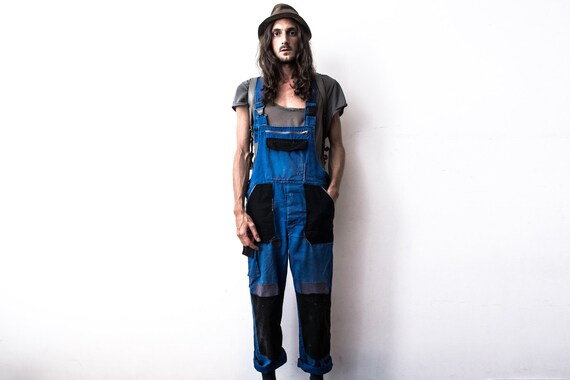 Vintage Patched Dungarees 80s . Work Overall Cover