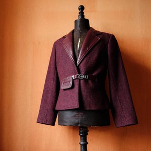 Minimalist Blazer Jacket Wine Red . Austrian Cropped Jacket Rustic
