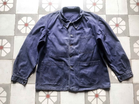 1950s French Work Jacket . Faded Utility Workwear Jacket Heritage 