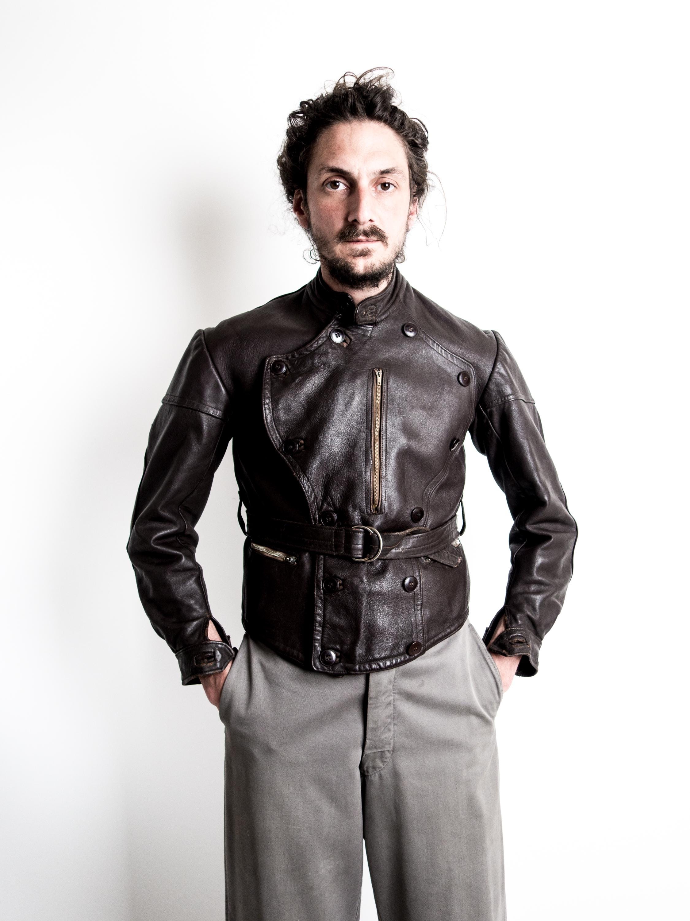 1940s French Motorcycle Jacket Asymmetric . Antique Motorcycle