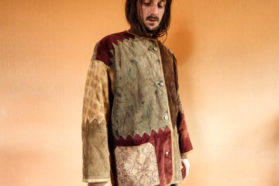 Patchwork Bavarian Suede Jacket 1980s Quilted Aus… - image 3