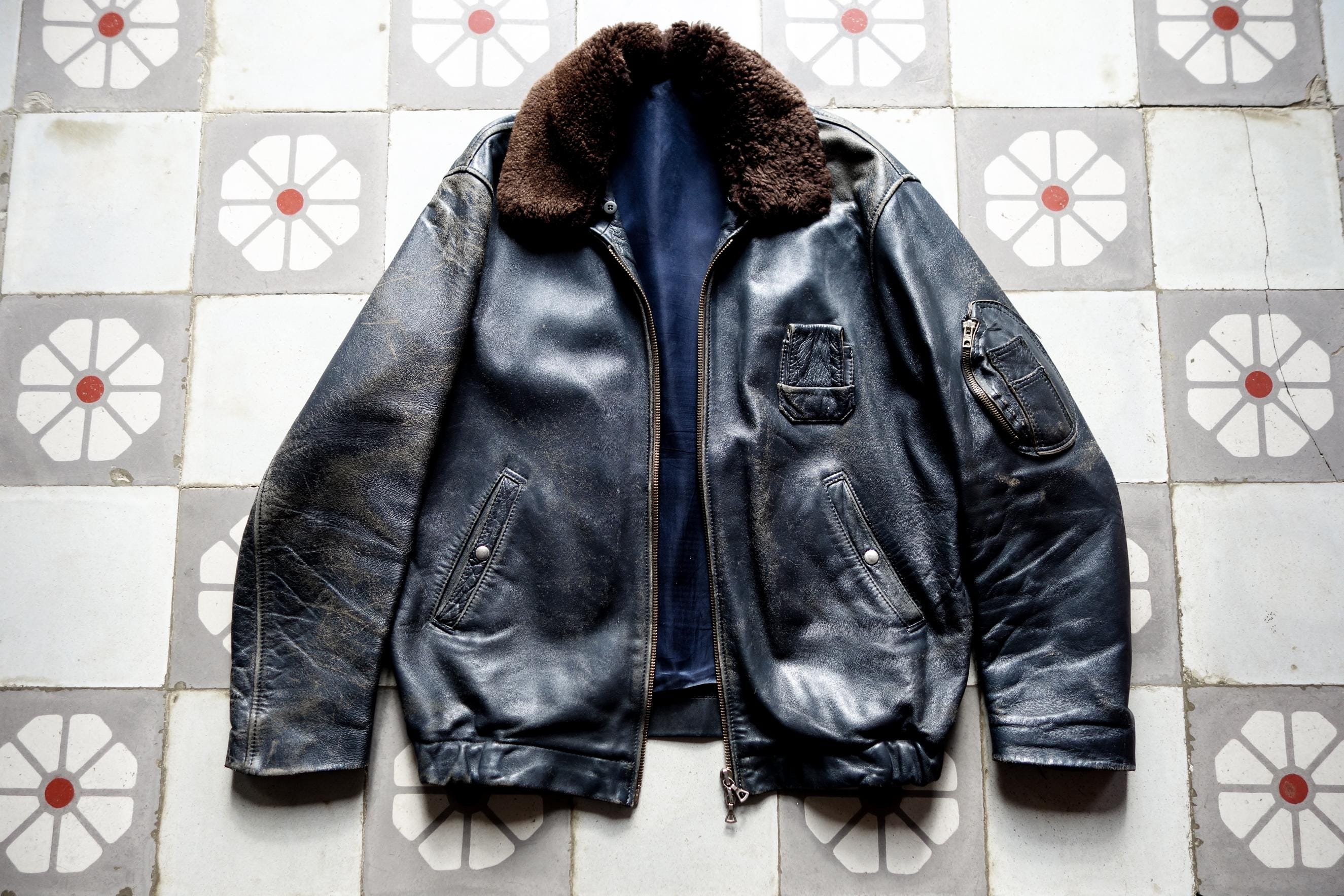 Vintage French Pilot Leather Jacket - Etsy Vintage French Pilot Leather Jacket - Etsy