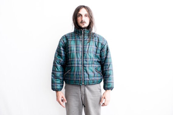 80s Checked Puffer Jacket . Down Bomber Jacket Ch… - image 7