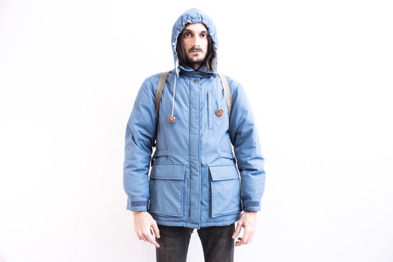 FEATHER AND DOWN PUFFER JACKET - Grey / Blue