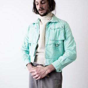 80s Turquoise Workwear Cropped blouson . Utility Jacket Lightweight image 3