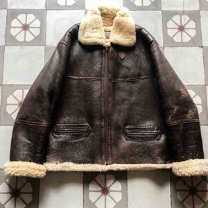 RARE CHIPIE B-3 Aviator Bomber Jacket Pilot 1980s. Sheepskin Winter blouson French Vintage zdjęcie 2