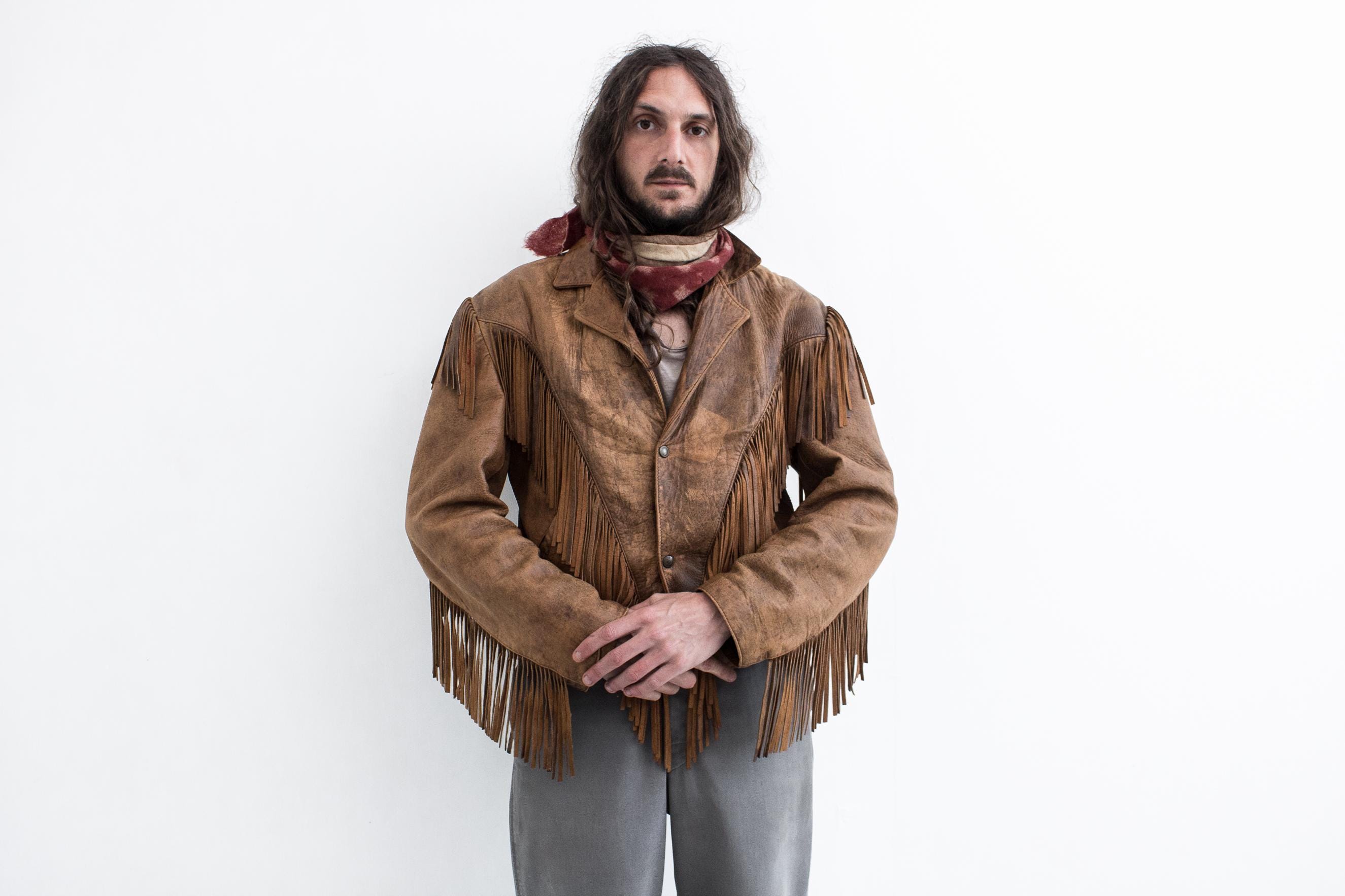 Vintage Fringe Leather Jacket 1970s . Hippie Western Jacket Boho. Ranch Wear Cowboy Jacket