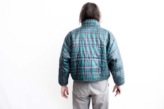 80s Checked Puffer Jacket . Down Bomber Jacket Ch… - image 3