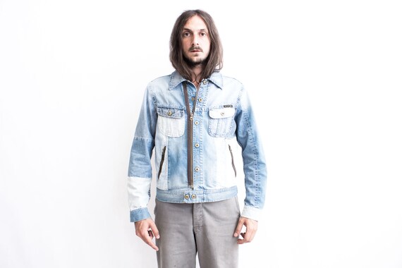 REPLAY Patchwork Denim Jacket. Indigo Blue 90s Re… - image 3