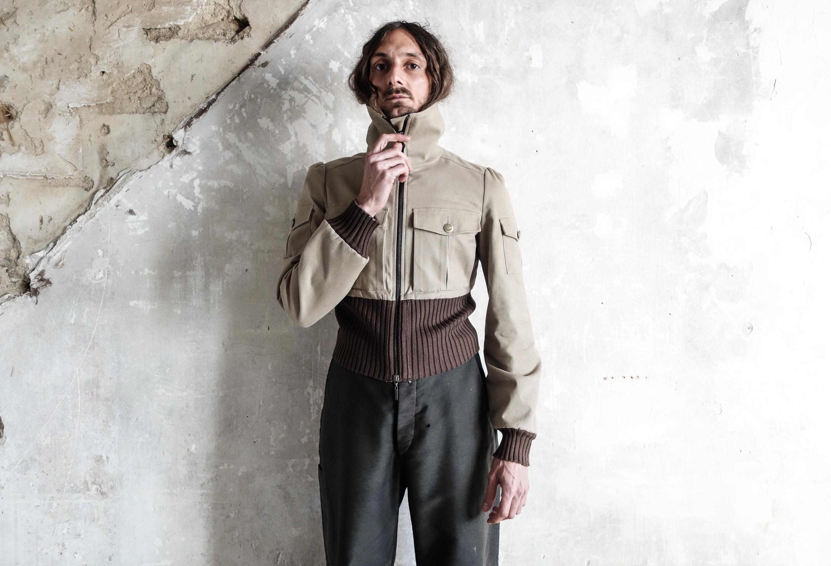 Cropped Y2K Bomber Jacket . Ribbed Boxy Cropped Cream Jacket 