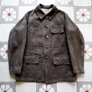 1950s Royal Hunter Vintage Hunting Jacket . Coutil Cotton piqué Workwear Corduroy Animal Buttons