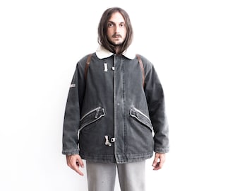 RARE 90s ENERGIE Jacket Clasp Closure Hooks . Blue Bomber Jacket Retro Blouson Biker