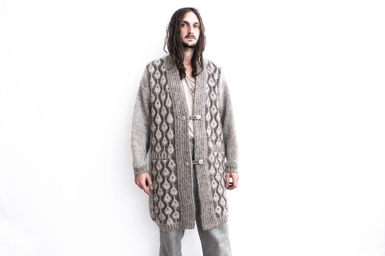 MOHAIR 1970s Long Sweater Cardigan Boho Hippie_____ image 9