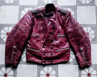 Vintage 1940s French Cyclist Leather Jacket | Cropped Moto Biker