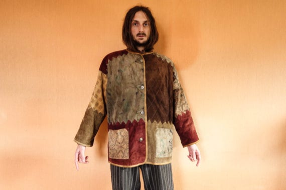 Patchwork Bavarian Suede Jacket 1980s Quilted Aus… - image 6