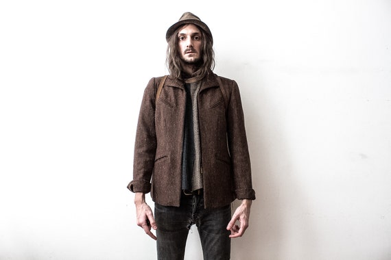 Spring Jacket 70s Brown Wool Duster Jacket Over Sh