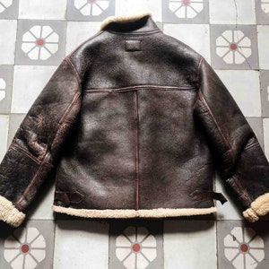 RARE CHIPIE B-3 Aviator Bomber Jacket Pilot 1980s. Sheepskin Winter blouson French Vintage zdjęcie 3