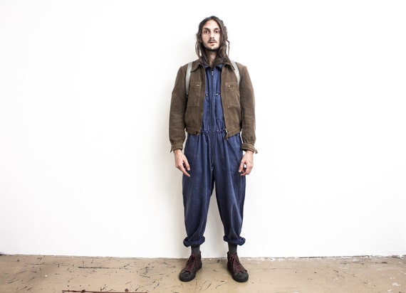 French Work Jumpsuit . 60s Worker Coverall . Rugge