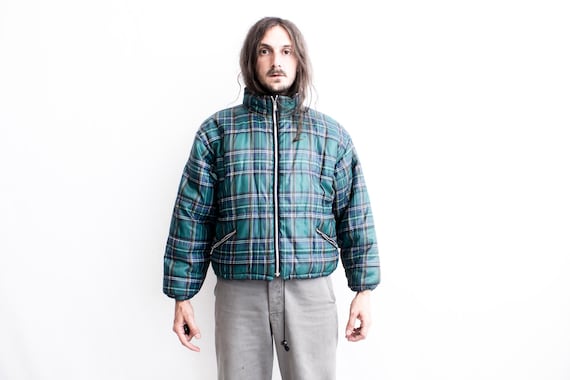 80s Checked Puffer Jacket . Down Bomber Jacket Ch… - image 6