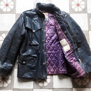 JAPA - Blouson de moto en cuir bleu pétrole Cruiser_1980s