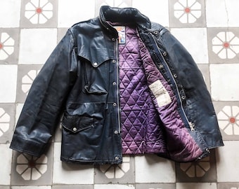 JAPA Petrol Blue Cruiser Motorcycle Leather Jacket___1980s