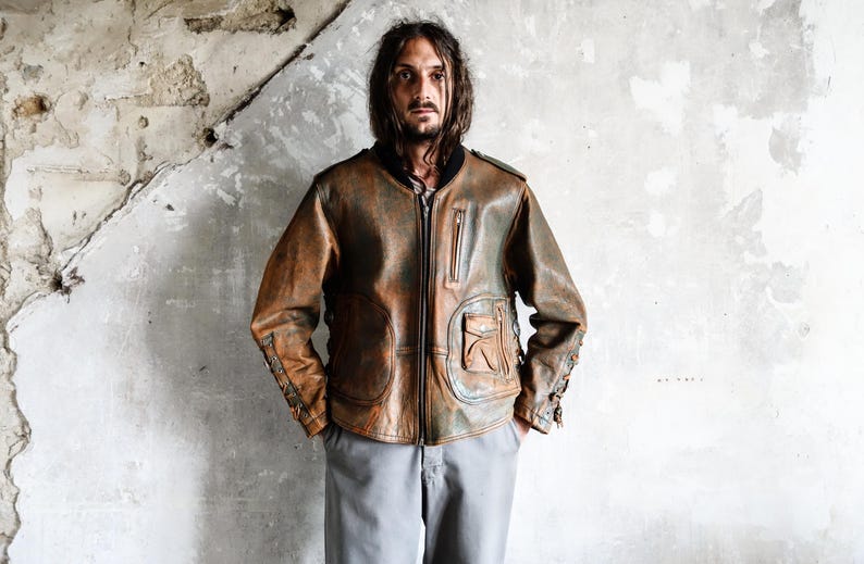 1970s Western Cowboy Biker Jacket. Distressed Avirex Style Rockabilly South West Ranch Leather Jacket image 1