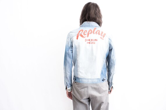 REPLAY Patchwork Denim Jacket. Indigo Blue 90s Re… - image 10