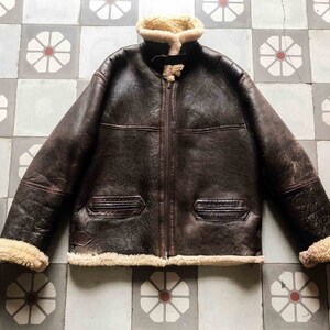 RARE CHIPIE B-3 Aviator Bomber Jacket Pilot 1980s. Sheepskin Winter blouson French Vintage zdjęcie 6