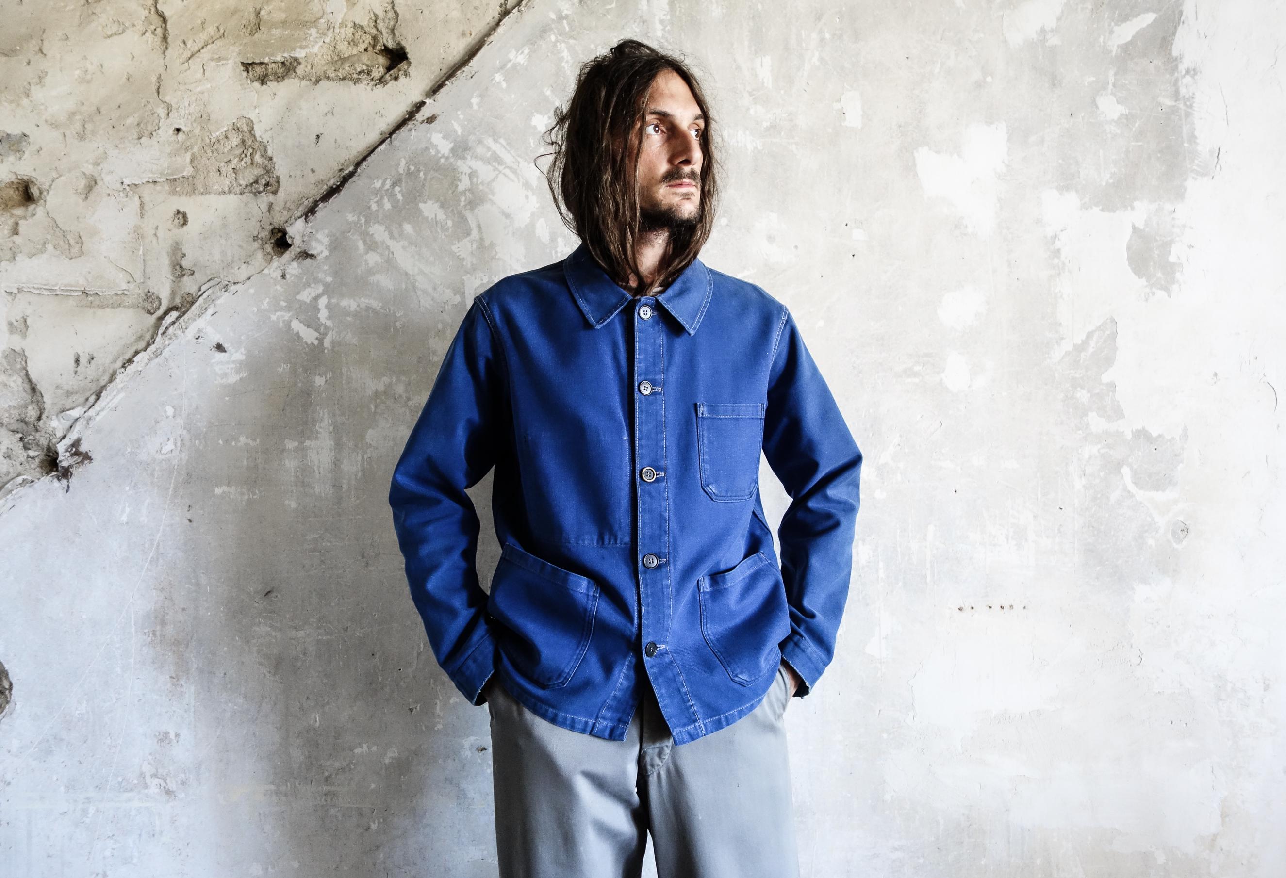 ジャケット・アウター 60s 70s CORPORATE STAFF WORK JACKET Vintage 60s Blue Bomber Workwear Uniform Zip Up Jacket Mens